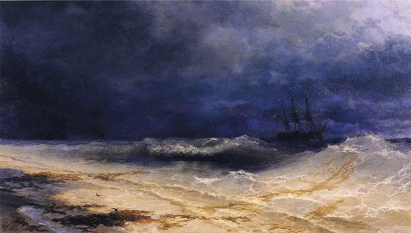 Ivan Aivazovsky Ship in a Stormy Sea off the Coast oil painting image